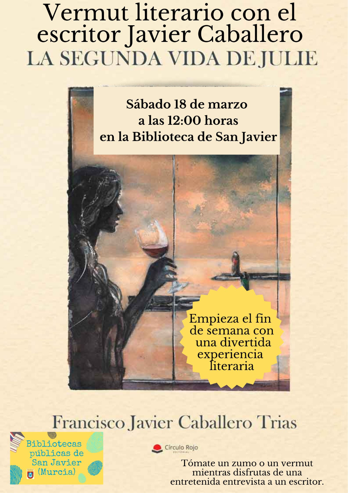 Aperitivo literario con Javier Caballero y su novela 