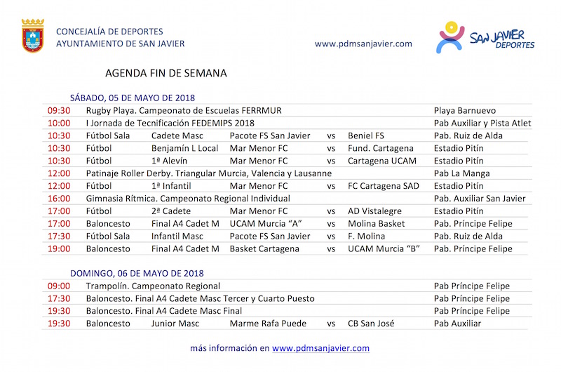 Agenda Deportiva 5-6 mayo 2018