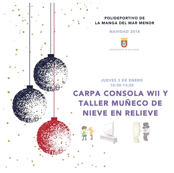 Carpa Wii Console and Snowman Workshop in relief - Christmas 2018 in La Manga Sports Center