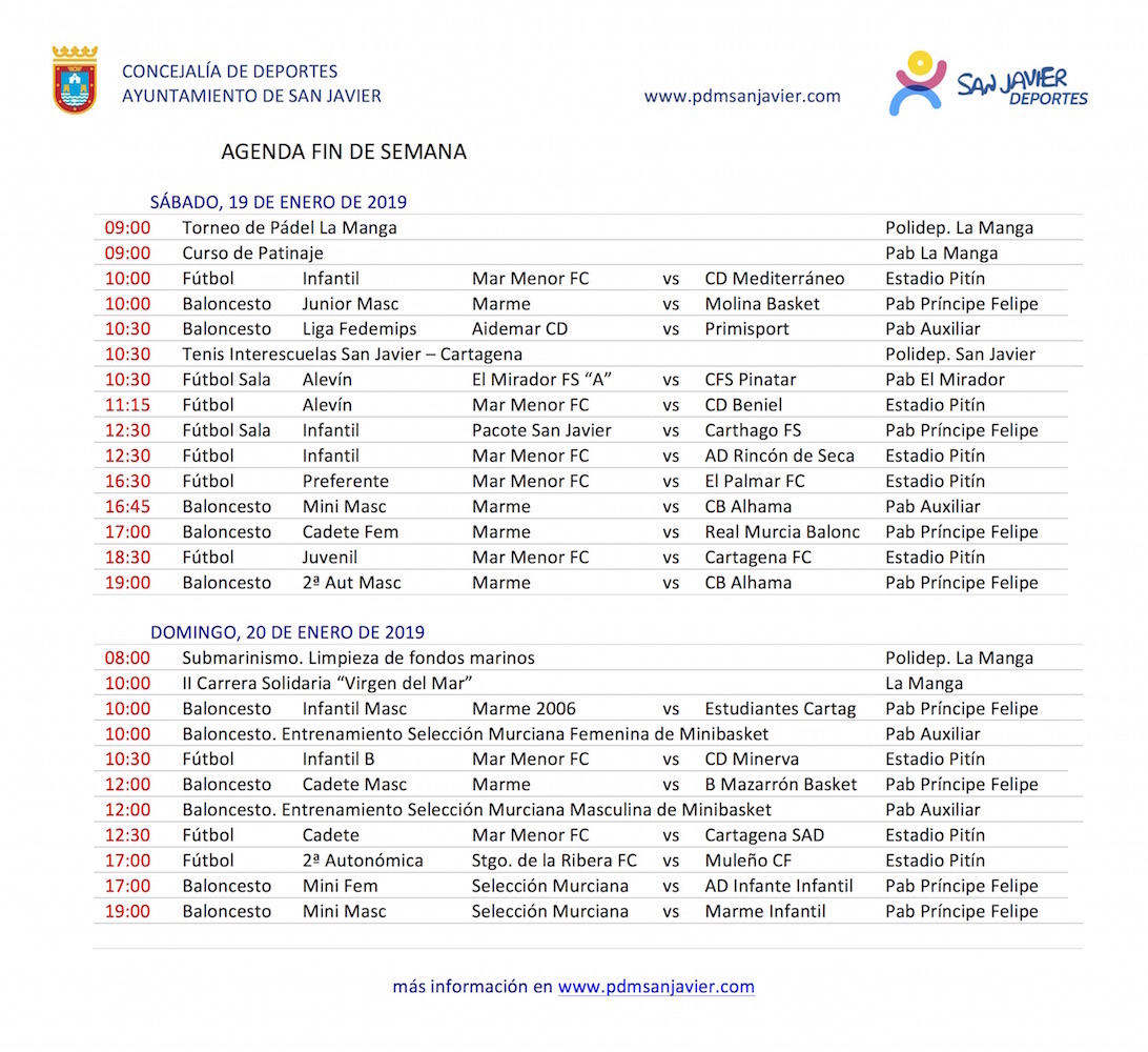 Sports agenda 19-20 January 2019