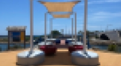 Nuevas zonas de sombra en el entorno del polideportivo y del Estacio, en La Manga del Mar Menor